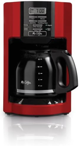 Mr. Coffee 12-Cup Coffee Maker, Black (Red)