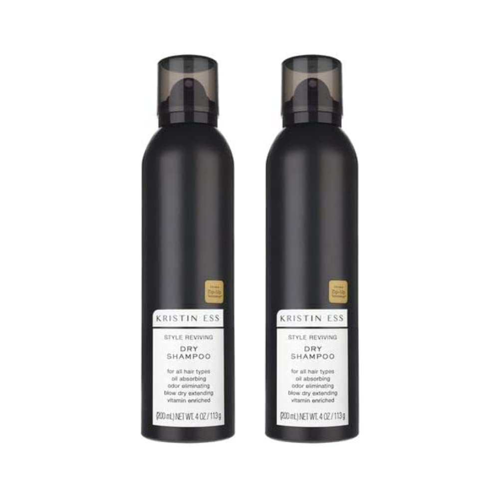 Kristin Ess Hair Style Reviving Dry Shampoo with Vitamin C for Oily Hair, Blonde and Brunette Hair, Dry Shampoo Powder Spray for Women, Vegan, 4 oz (Pack of 2)