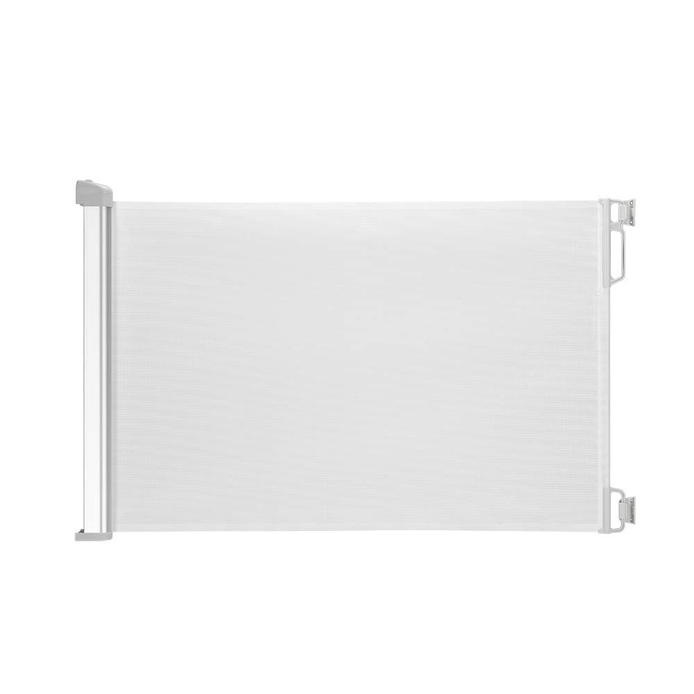 EasyBaby Products Indoor Outdoor Retractable Baby Gate, 34'' Tall, Extends up to 55" Wide, with Elegant Aluminum Casing, White