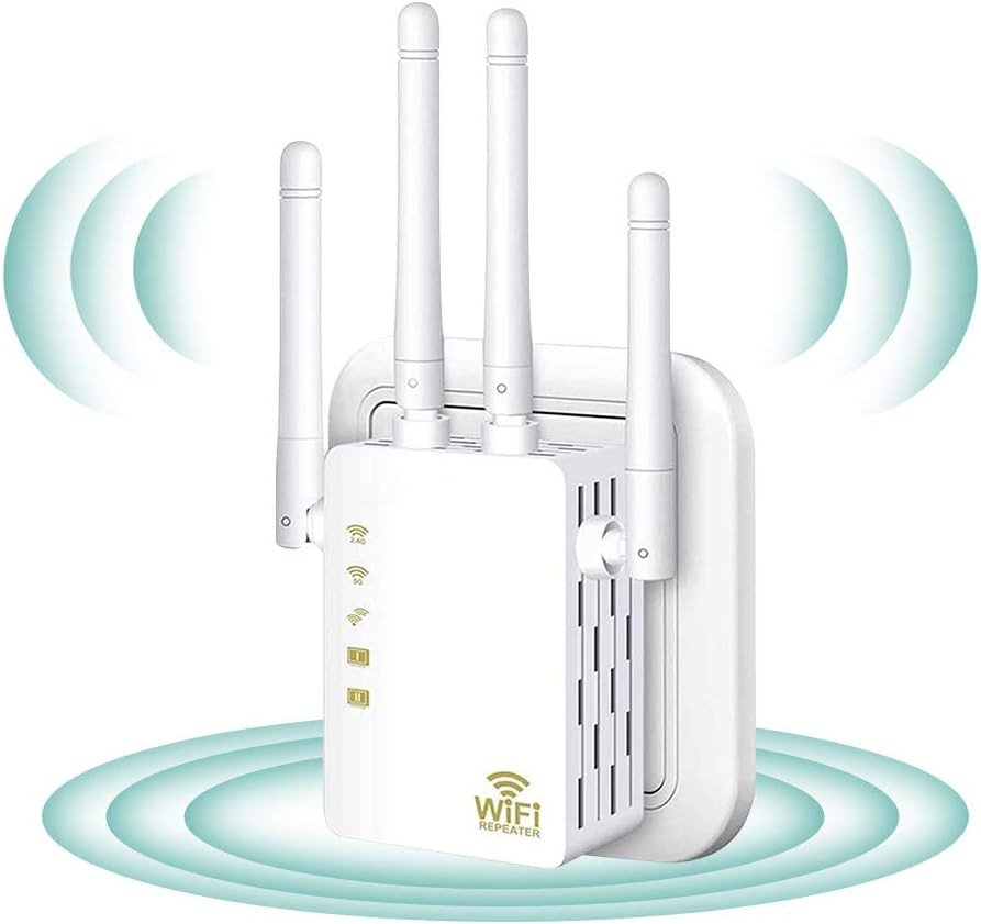 WiFi Extender - WiFi Repeater, WiFi Booster Covers Up to 2500 Sq.ft and 30 Devices, Up to 1200Mbps Dual Band WiFi Repeater with Ethernet Port, Wireless Signal Booster for Home.