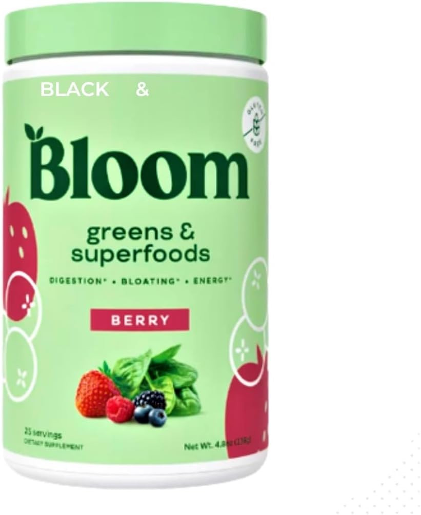 BL00M Mixed Berry Nutrition Greens & Superfoods Powder - 25 Servings of Nutrient-Packed Goodness, Pack of 5 oz