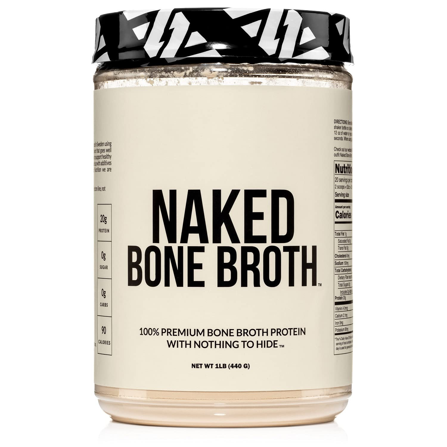 NAKED nutrition Naked Bone Broth - Beef Bone Broth Protein Powder - 20G Protein, Only 1 Ingredient - Gut Health And Joint Supplement - Unflavored - No Gmo, Gluten, Or Soy - 1 Pound