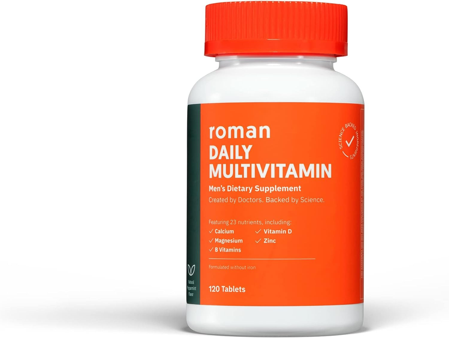 Roman Daily Multivitamin for Men | Supports Physical Activity, Brain + Heart Health, and Immune System with 23 Key Nutrients Including Calcium, Magnesium, and Zinc | 60-Day Supply (120 Tablets)
