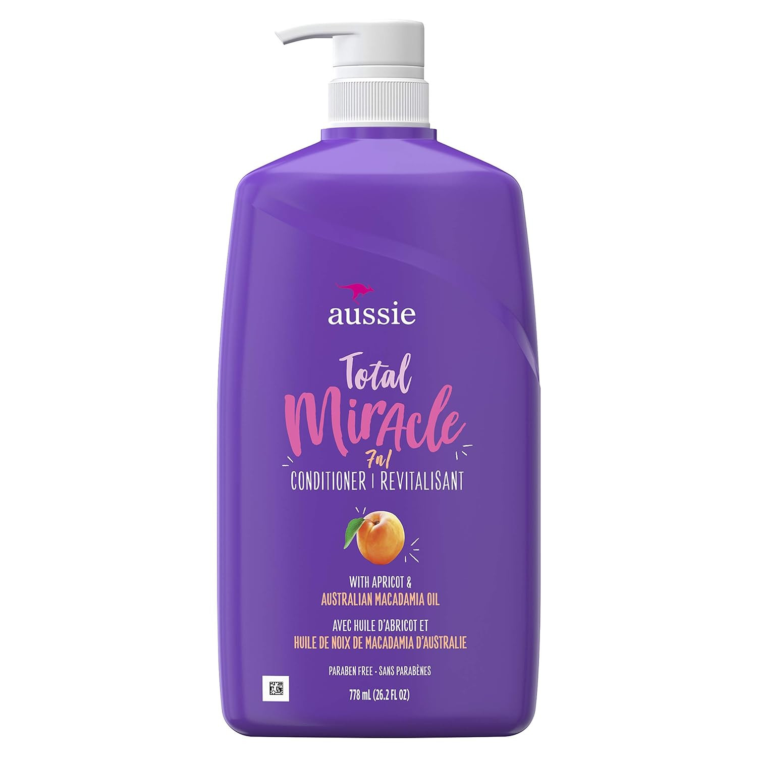 Aussie Total Miracle with Apricot & Macadamia Oil, Paraben Free Conditioner, 26.2 fl oz, Pack of 4