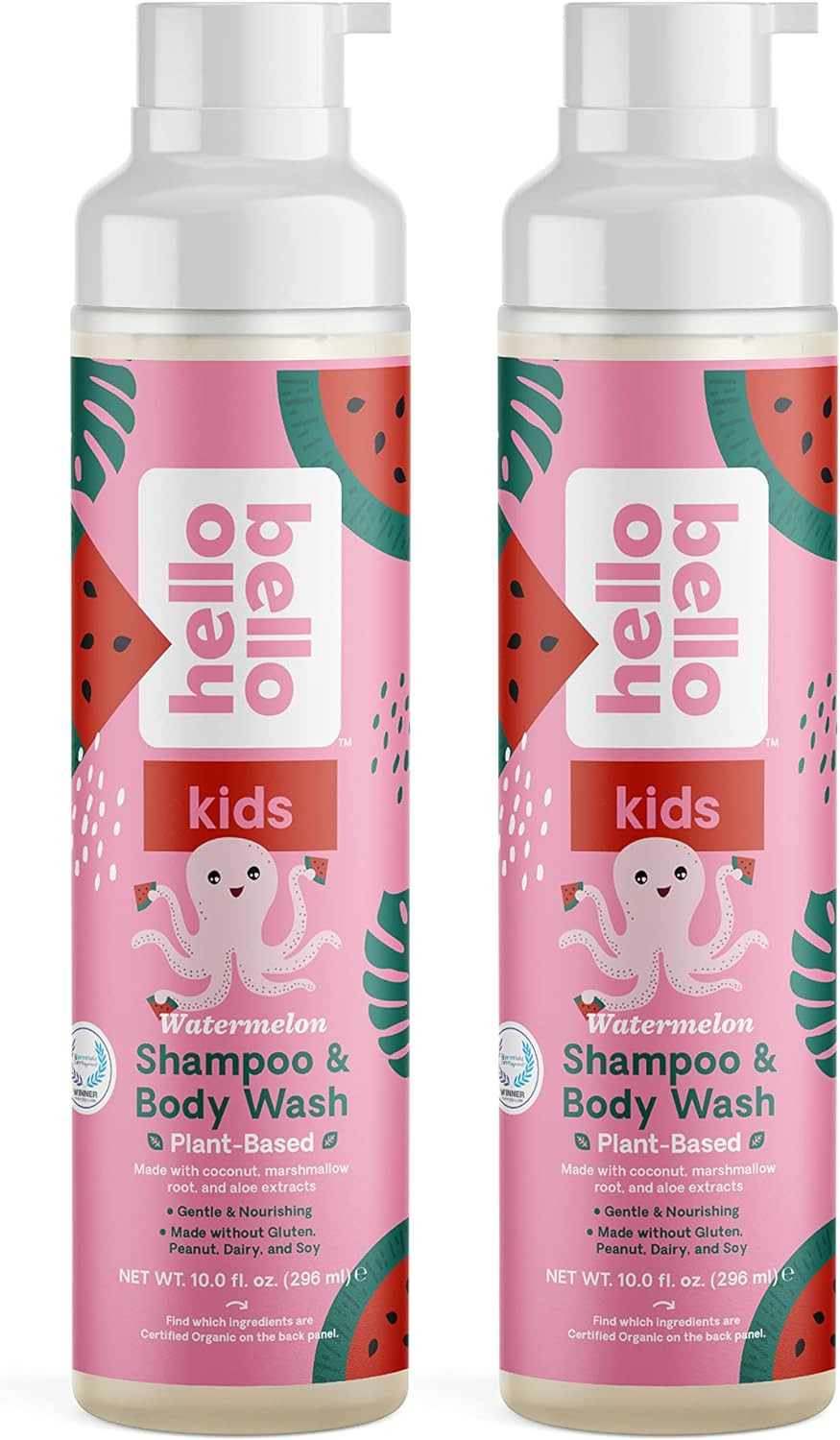 Hello Bello Kid’s Shampoo & Body Wash - Hypoallergenic, pH-Balanced & Dermatologist-Tested - Thoughtful Ingredients - Watermelon, 10 Fl Oz