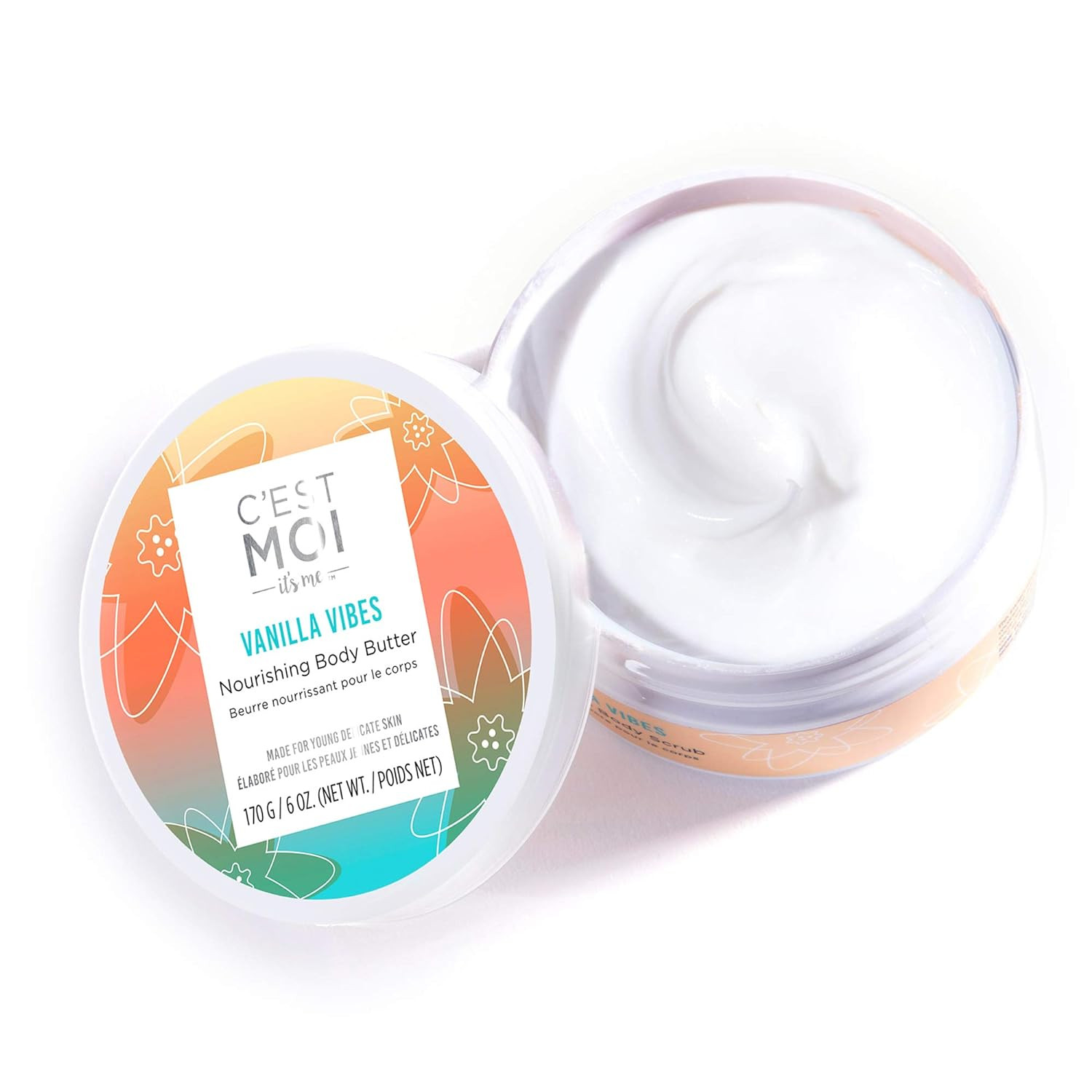 C'est Moi Vanilla Vibes Nourishing Body Butter | Gentle Moisturizer, Hydrates Skin, Clinically Tested Non-Toxic Ingredients feat. Organic Shea Butter, Coconut Oil. & Avocado Oil, EWG Verified, 6 oz