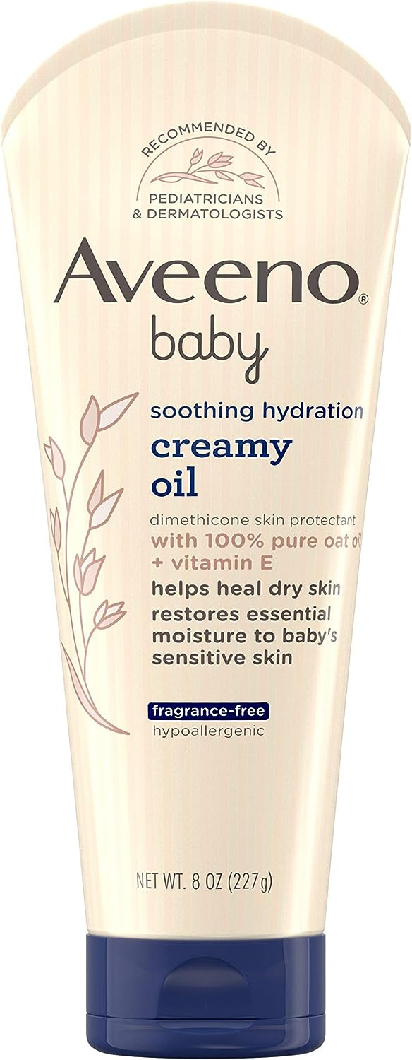 Aveeno Baby Soothing Hydration Creamy Oil for Dry and Sensitive Skin, Fragrance- and Steroid-Free, 8 Fl Oz