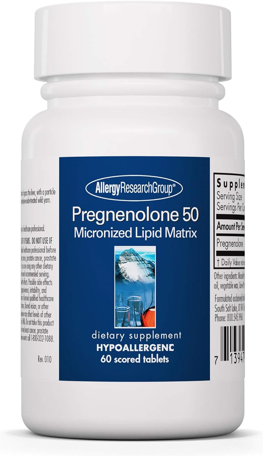 Allergy Research Group - Pregnenolone 50mg Micronized Lipid Matrix 60t, Blue
