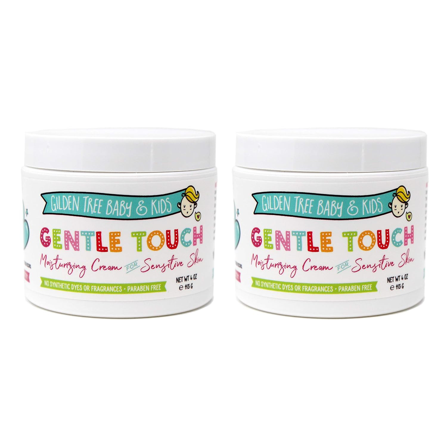 Baby and Kids Moisturizing Cream for Sensitive Skin Multi Purpose Treatment for Eczema Psoriasis Rosacea Dermatitis Rash, Healing Therapy for Dry Cracked Irritated Itchy Skin (2 Jars)